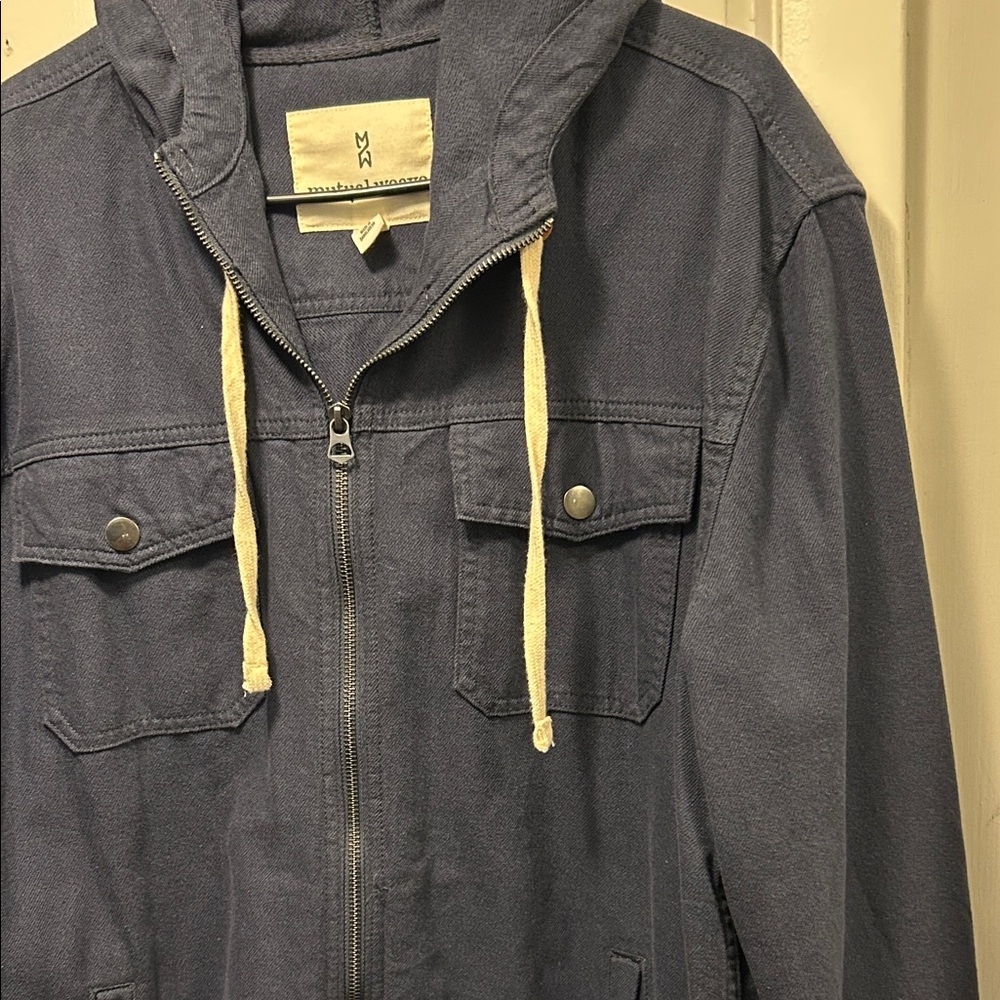 Men's Navy Hooded Jacket - Picture 8 of 9